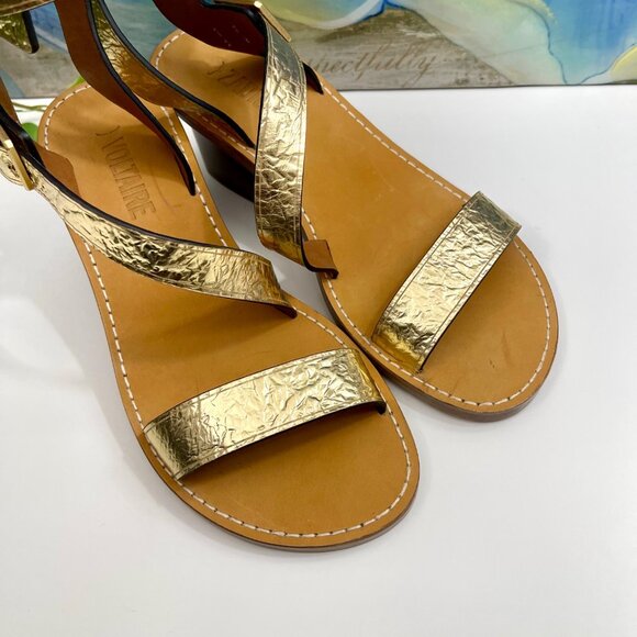 Zadig & Voltaire Cecilia Crinkled Caprese Sandals in Gold 37/ US 6 - Picture 9 of 16